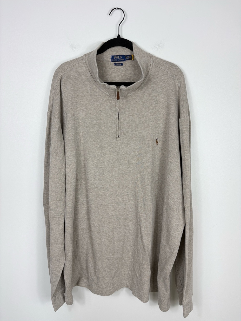 Polo Ralph Lauren Estate Rib Quarter Zip Sweater Men’s Size 3XL Tan Cotton